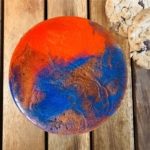 Planet theme coaster - blue red gold resin