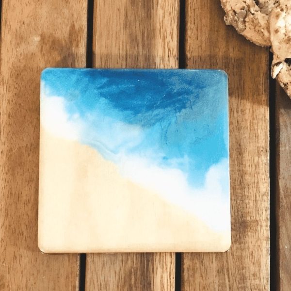 Water - shiny resin coaster