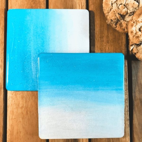 Coaster gift set - turquoise cream