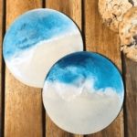 beach scene coaster gift set circle