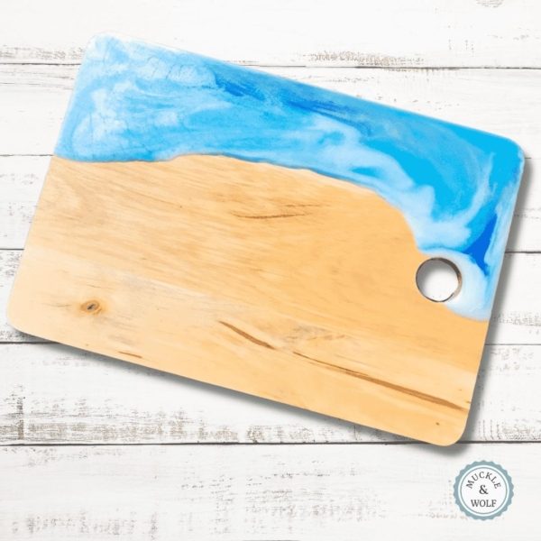 blue turquoise resin chopping board