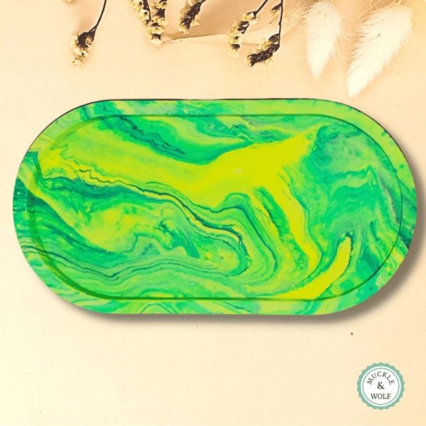 green yellow marble effect trinket dish tray