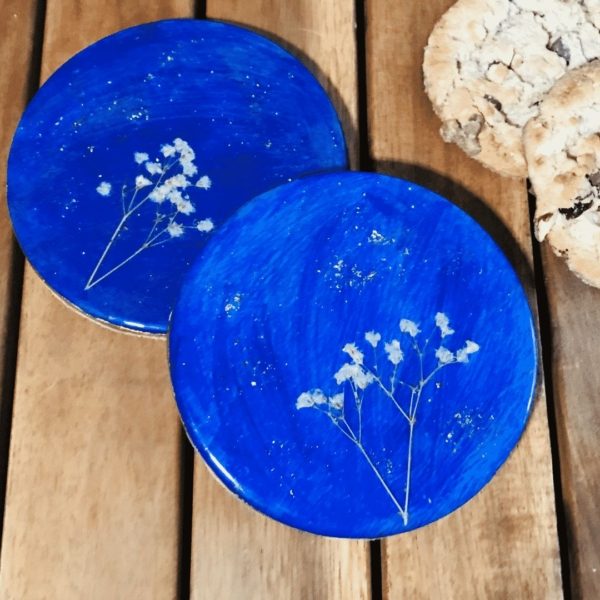 Flower coaster gift set - blue