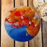 Planet coaster - blue red copper resin