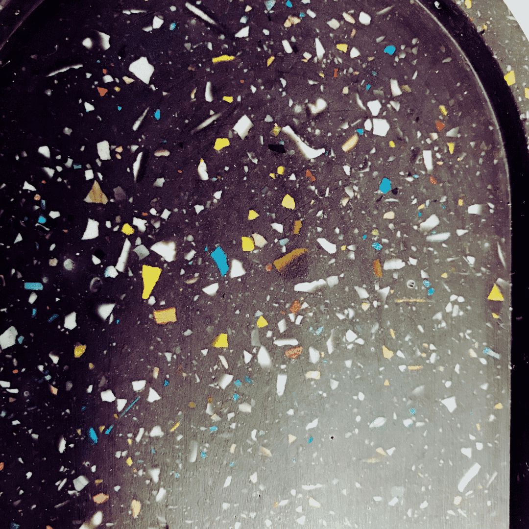 black multi terrazzo close up