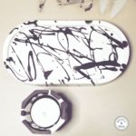 black white jesmonite splatter effect tray dish trinket jewellery