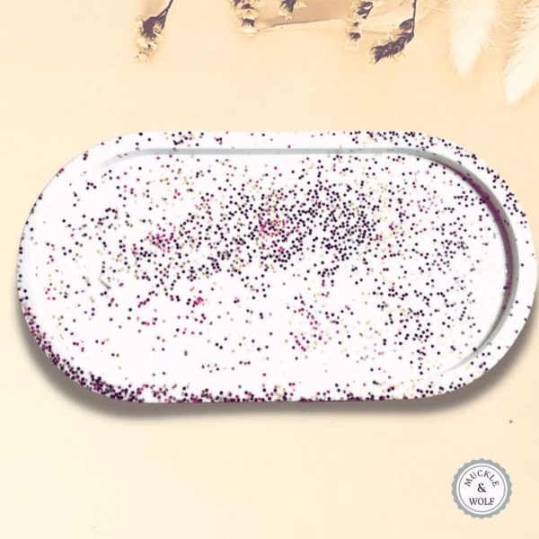 jesmonite glittery oval tray trinket