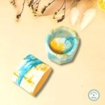 blue gold tea light candle holder