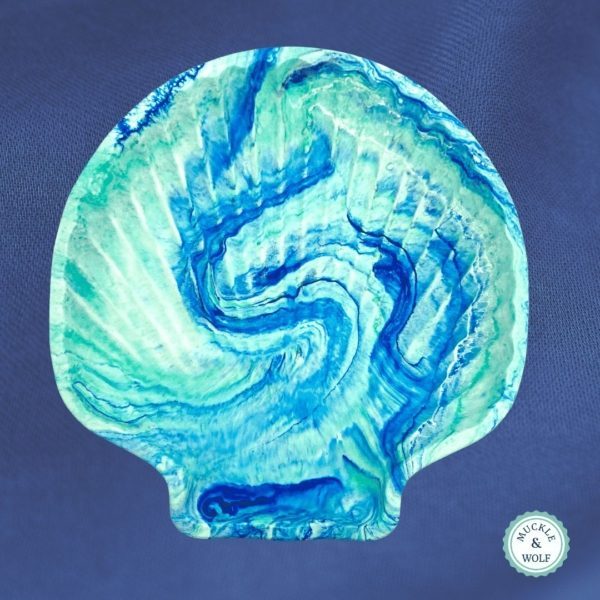 jesmonite marbled dish blue green