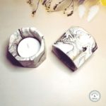 brown black marble effect tea light holder