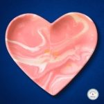 pink yellow marble effect heart dish