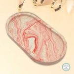 pink white marbled effect jesmonite trinket dish