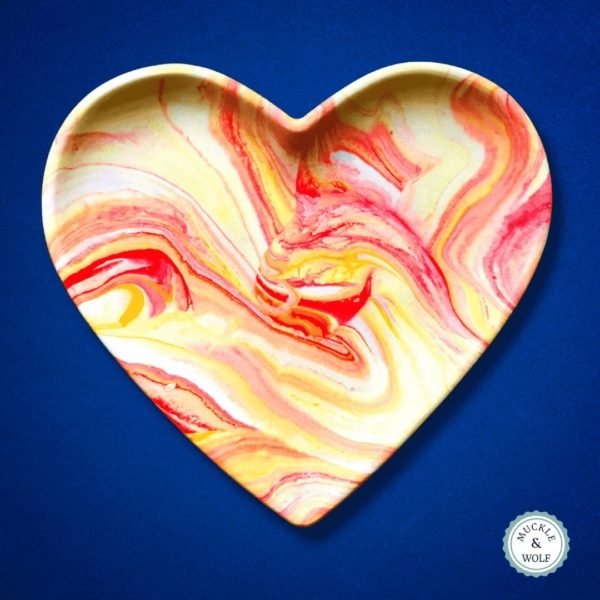 red orange yellow heart shape trinket dish