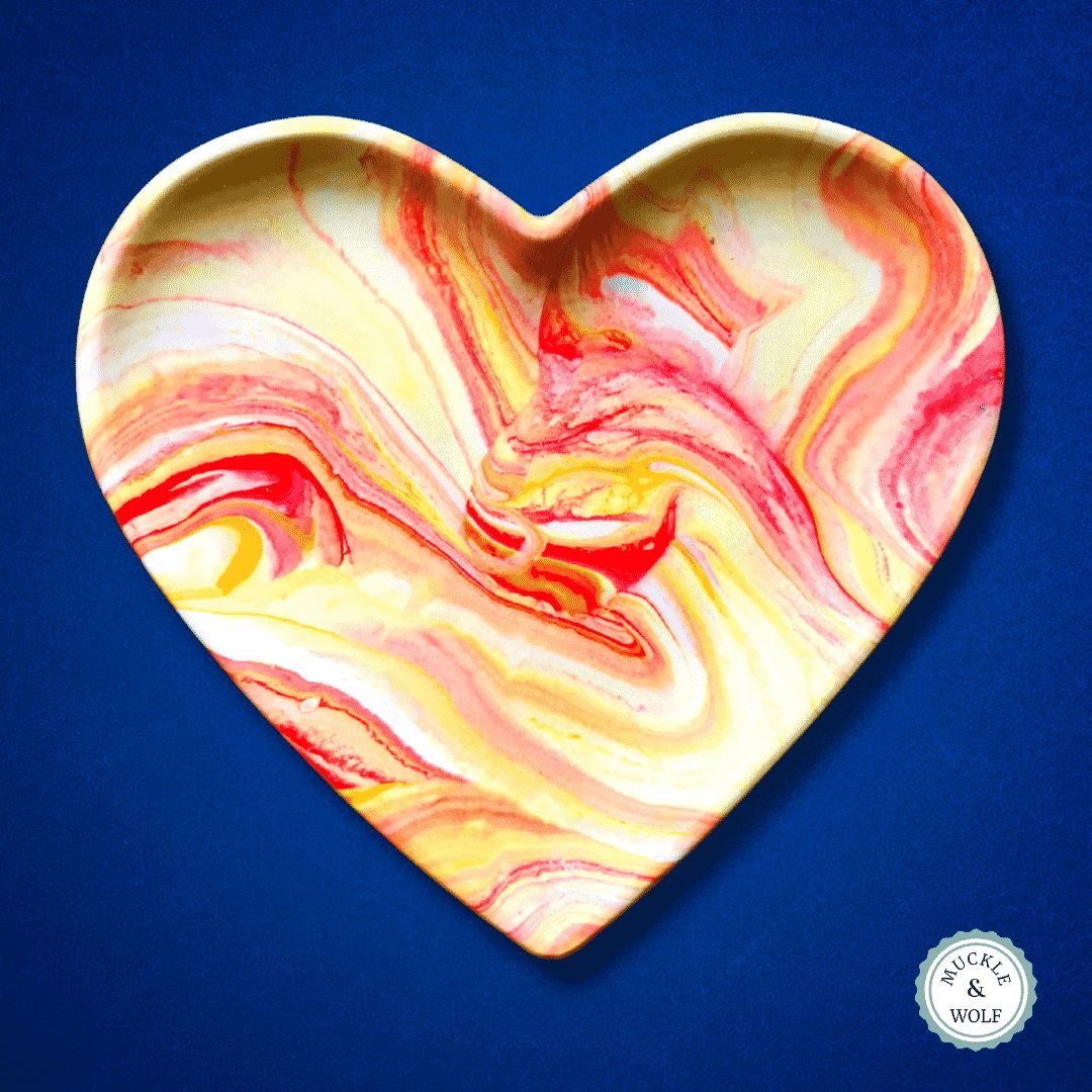 red orange yellow heart shape trinket dish