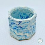 blue white marble effet mini pot tea light holder