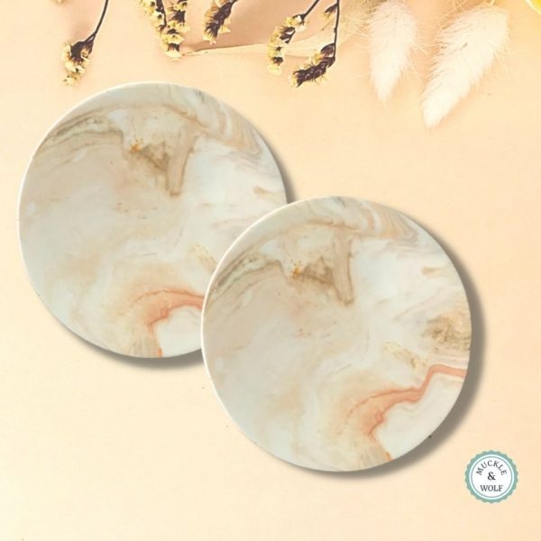 brown white marble effect jesmonite coaster