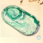 green white marble effect trinket dish tray