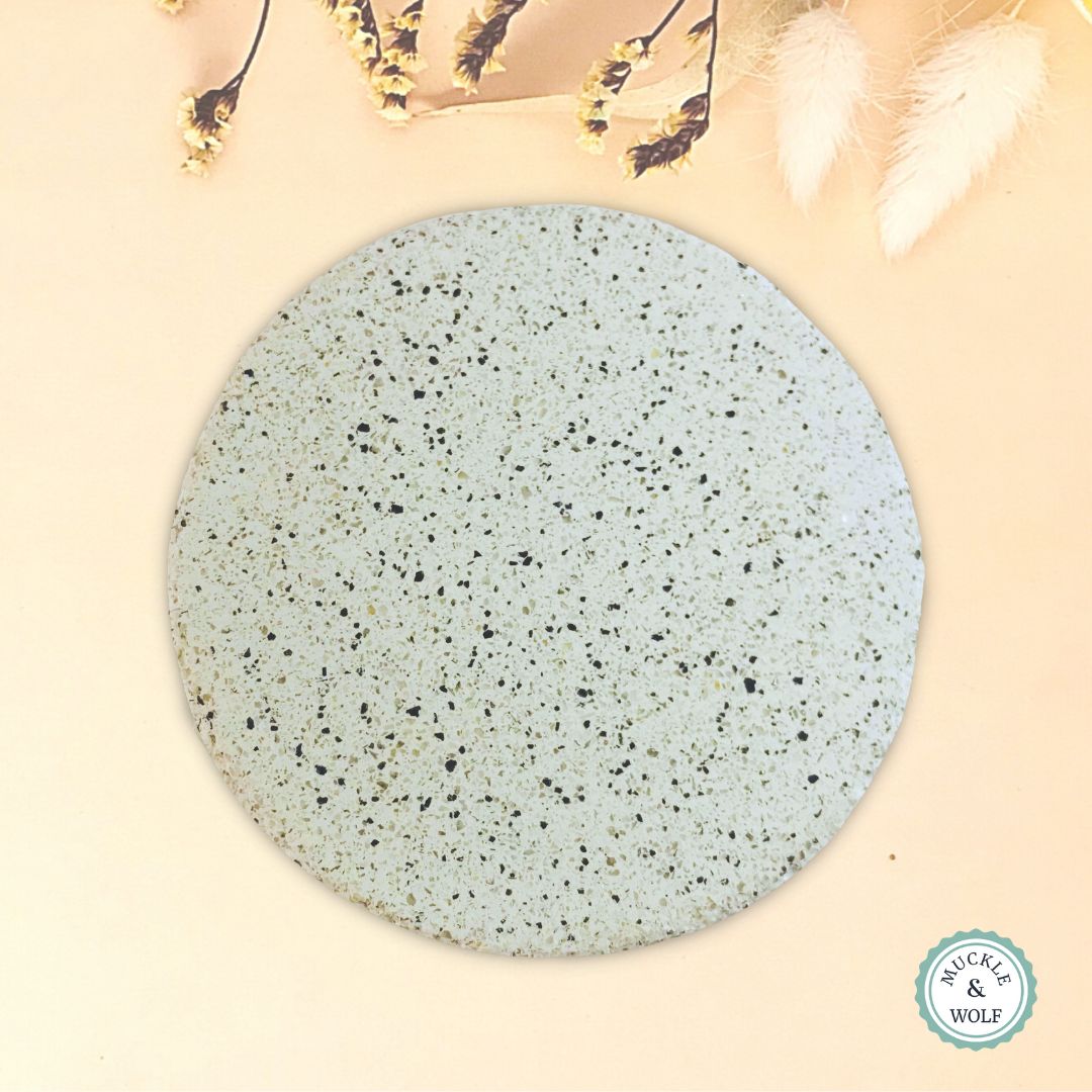 grey black speckle granite round coaster
