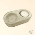 two hole tea light holder sandstone granite effect