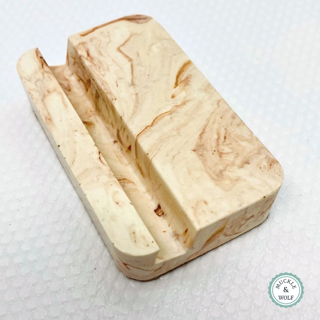 brown white marble rectangle business card holder