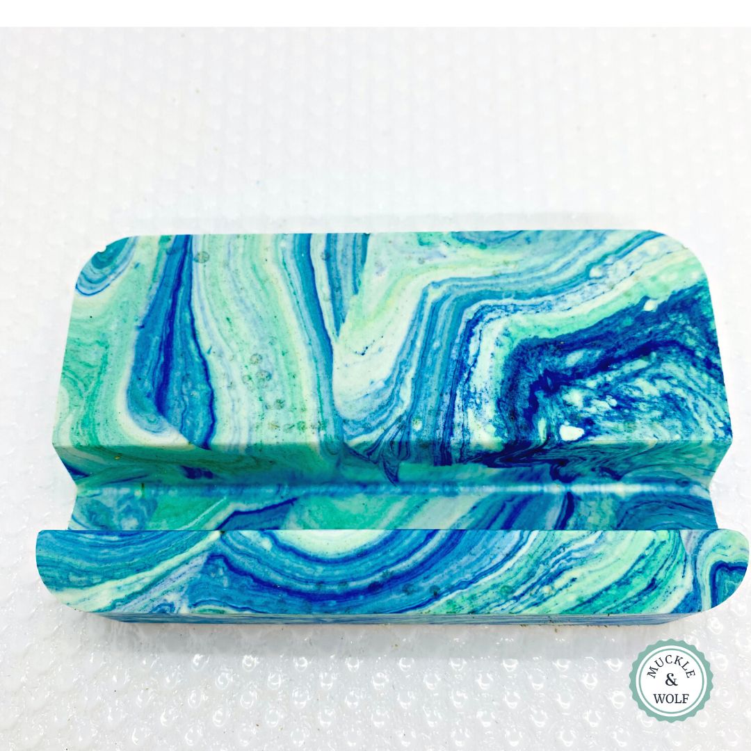 Mobile phone & business card holder, rectangle (blue, green) - Image 2